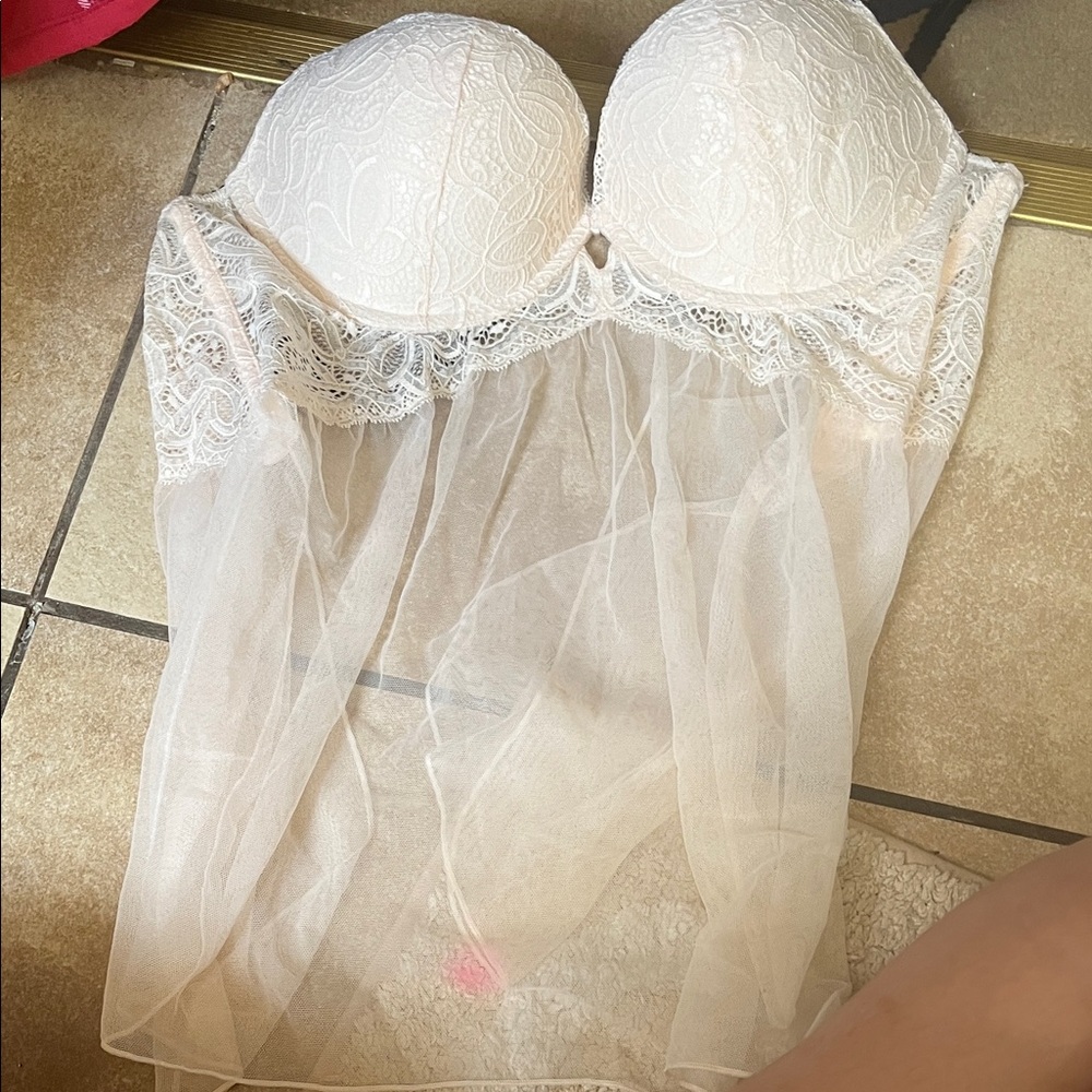 Victoria's Secret Lace Sheer Chemise - Cream